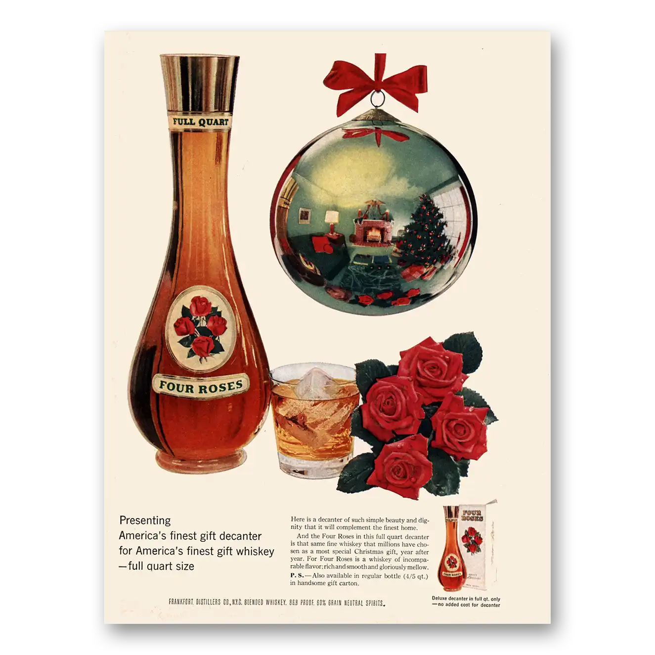 1955 Four Roses Finest Gift Decanter Vintage Magazine Print Ad