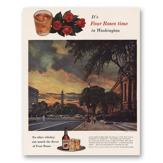 1955 Four Roses Washington Vintage Magazine Print Ad