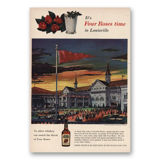 1955 Four Roses Louisville Vintage Magazine Print Ad