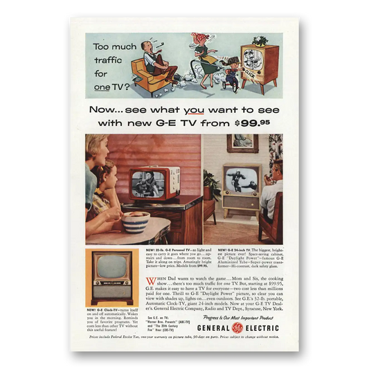 1955 General Electric Television Too Much Traffic Vintage Magazine Print Ad