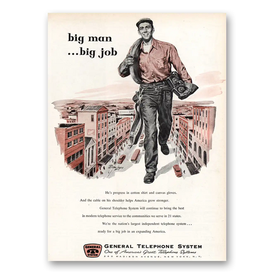 1955 General Telephone GTE Big Man Big Job Vintage Magazine Print Ad