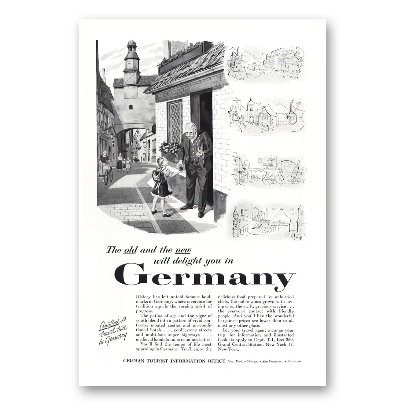 1955 Germany Old and New Vintage Magazine Print Ad