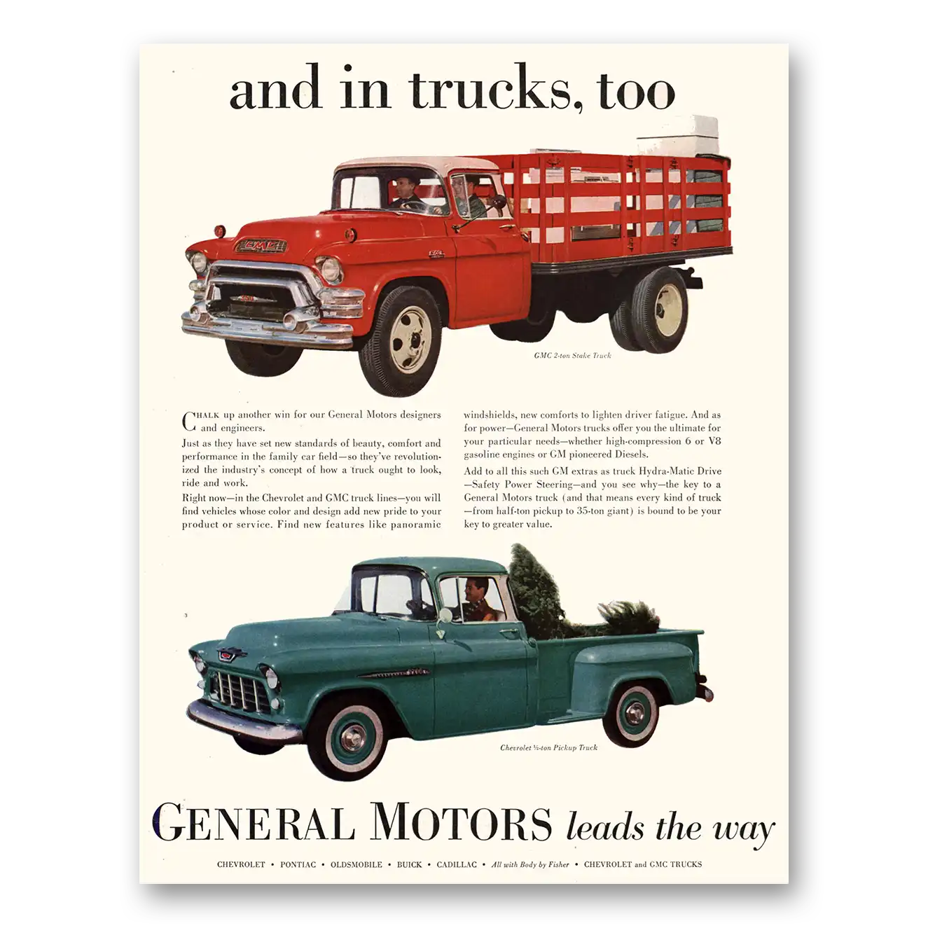 1955 GMC Trucks And In Trucks Too Leads the Way Vintage Magazine Print Ad