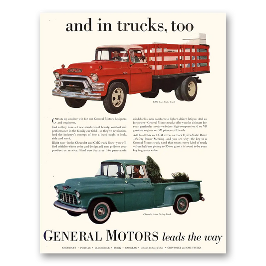 1955 GMC Trucks And In Trucks Too Leads the Way Vintage Magazine Print Ad