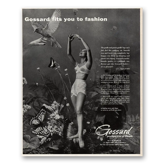 1955 Gossard Undergarments Fits You to Fashion Vintage Magazine Print Ad