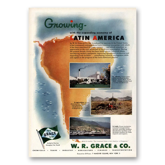 1955 Grace Line Growing Latin America Vintage Magazine Print Ad