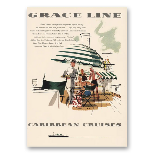 1955 Grace Line Santas Designed for Tropical Cruising Vintage Magazine Print Ad