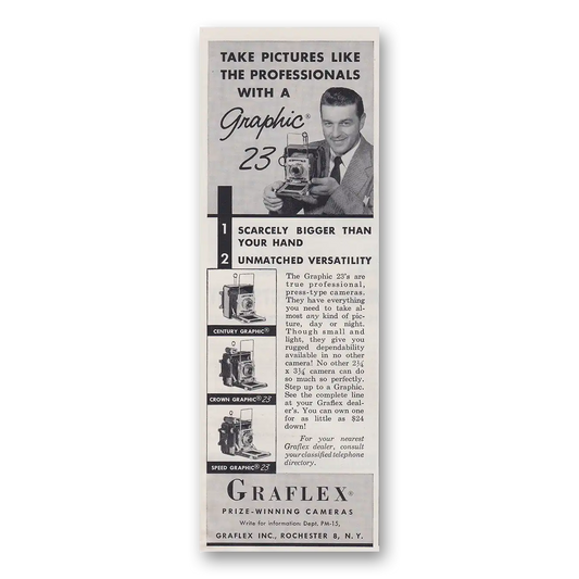 1955 Graflex Cameras Take Pictures Like the Professionals Vintage Magazine Print Ad