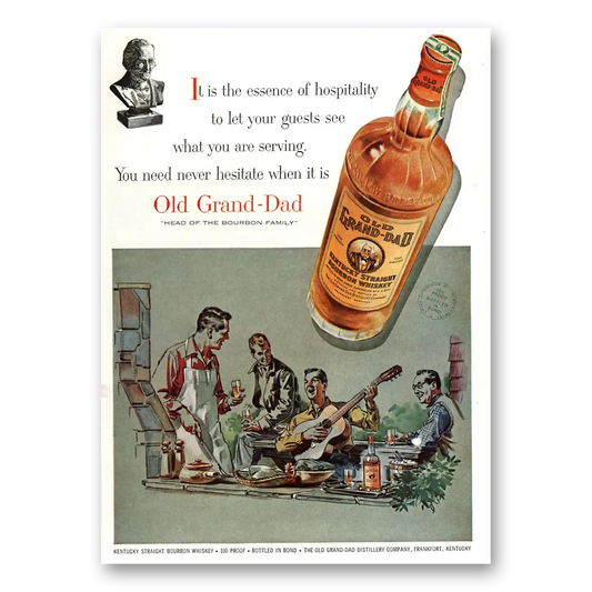 1955 Old Grand-Dad Bourbon Whiskey Essence of Hospitality Vintage Magazine Print Ad