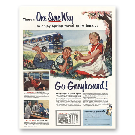 1955 Greyhound Spring Travel Vintage Magazine Print Ad