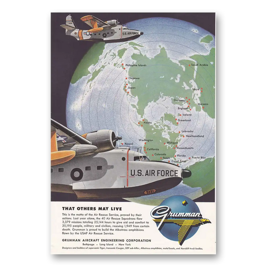 1955 Grumman That Others May Live US Air Force Vintage Magazine Print Ad