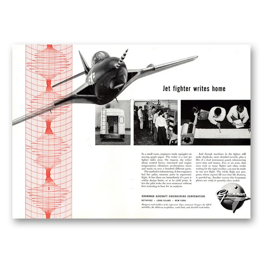 1955 Grumman Jet Fighter Writes Home Vintage Magazine Print Ad