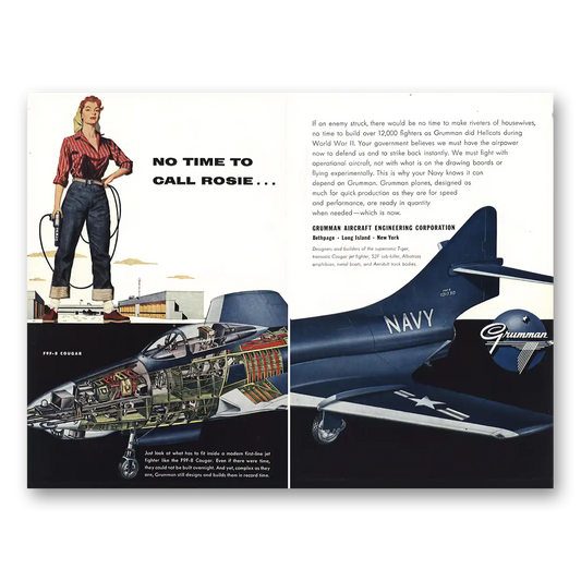 1955 Grumman Navy No Time to Call Rosie Vintage Magazine Print Ad