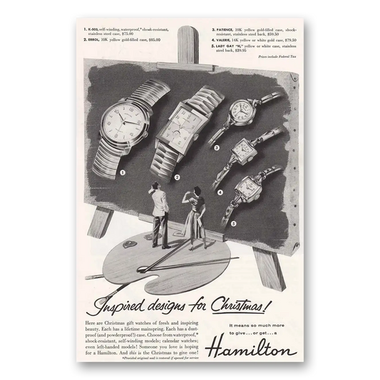 1955 Hamilton Watch Inspired Designs Vintage Magazine Print Ad