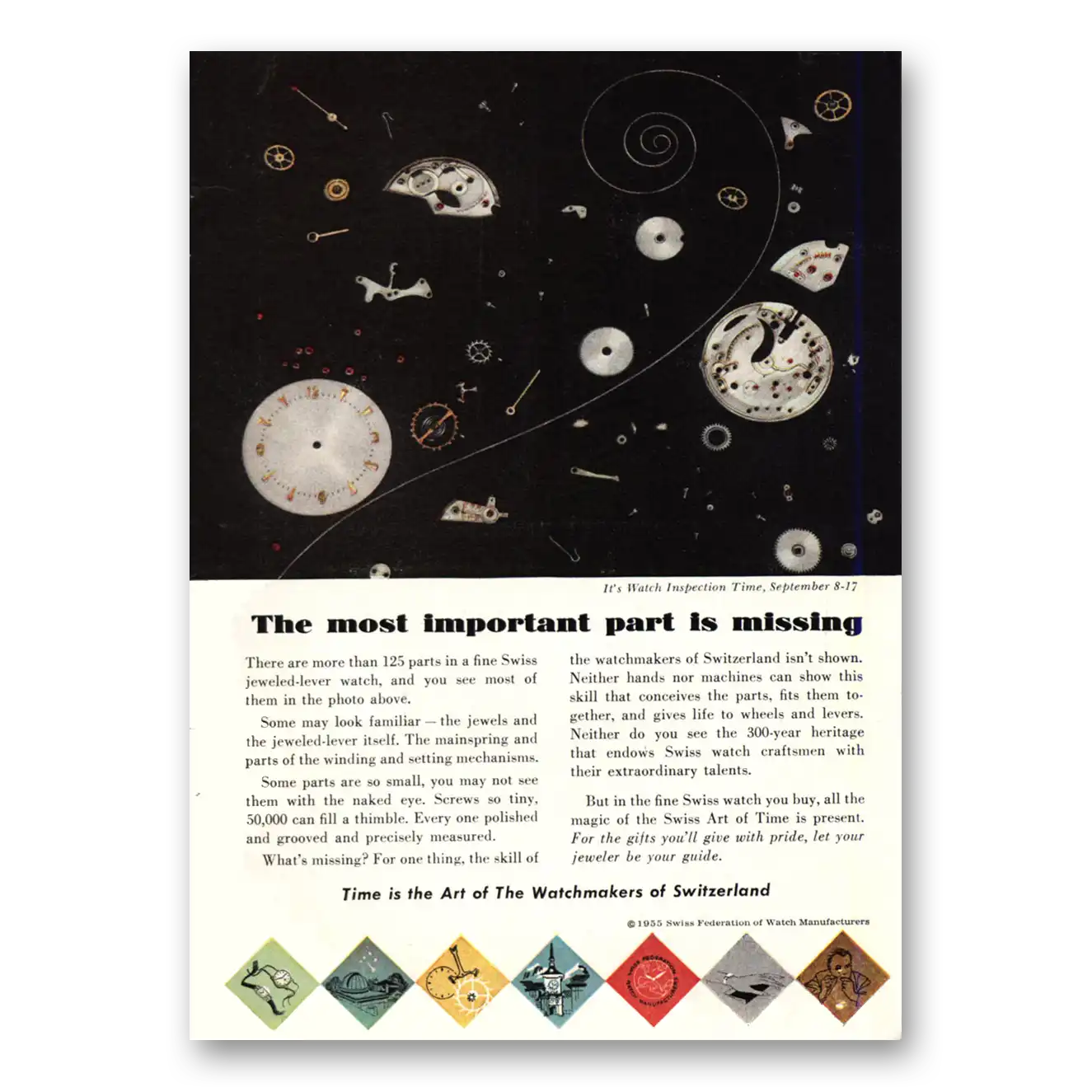 1955 Hamilton Watch Most Important Part Is Missing Vintage Magazine Print Ad