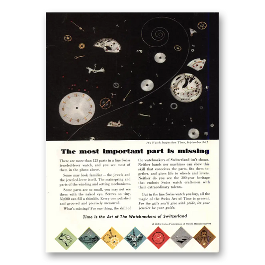 1955 Hamilton Watch Most Important Part Is Missing Vintage Magazine Print Ad