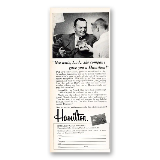 1955 Hamilton Watch Gee Whiz Dad Vintage Magazine Print Ad