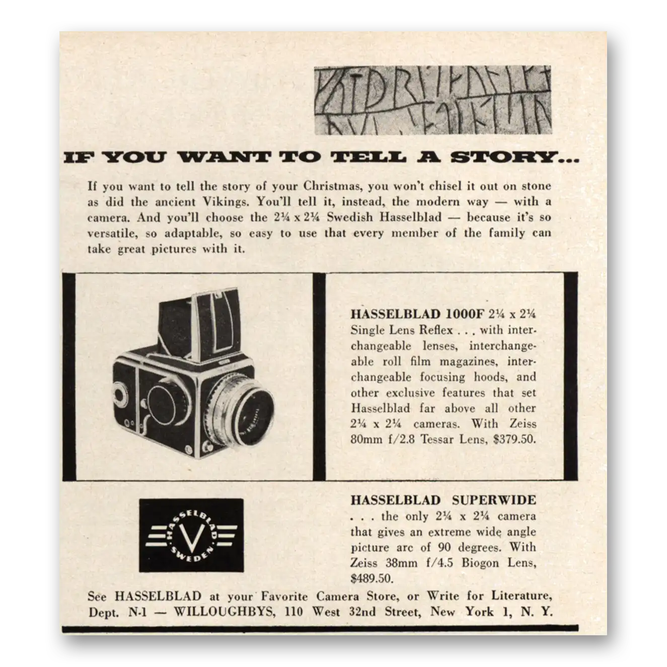 1955 Hasselblad You Want to Tell a Story Vintage Magazine Print Ad