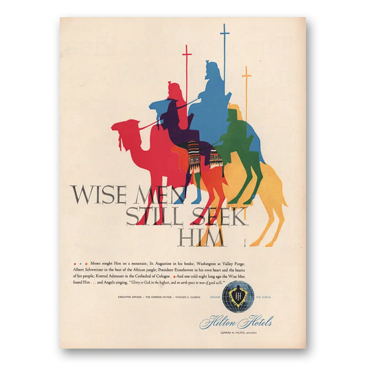 1955 Hilton Hotels Wise Men Still Seek Him Vintage Magazine Print Ad