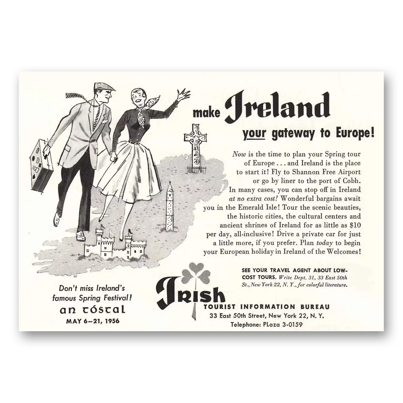 1955 Ireland Spring Festival on Tostal Vintage Magazine Print Ad