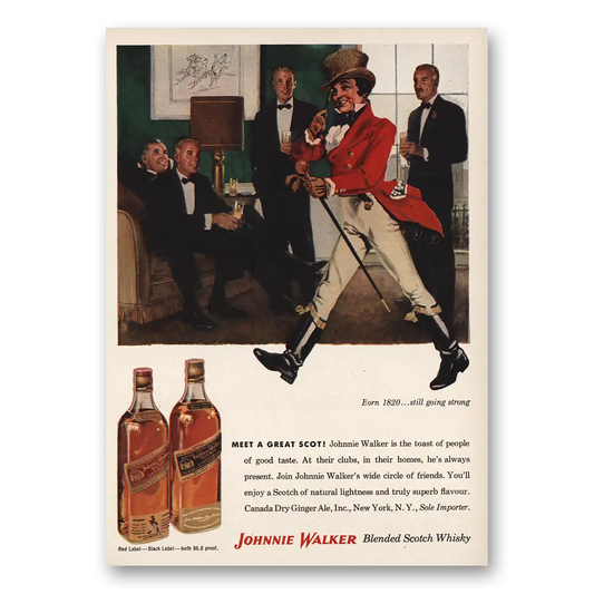 1955 Johnnie Walker Meet Great Scot Vintage Magazine Print Ad