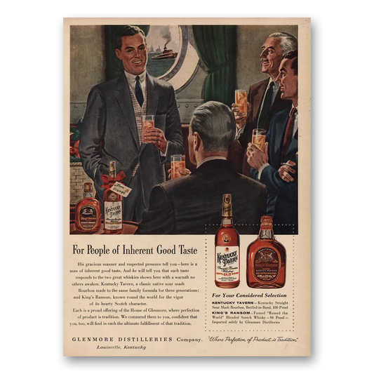 1955 Kings Ransom Whiskey Inherent Good Taste Ship Vintage Magazine Print Ad