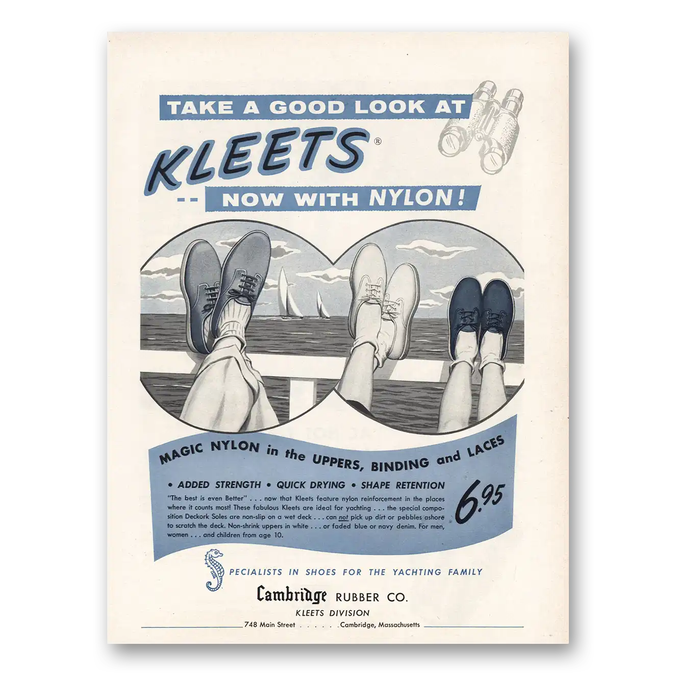 1955 Kleets Shoes Yachting Family Vintage Magazine Print Ad