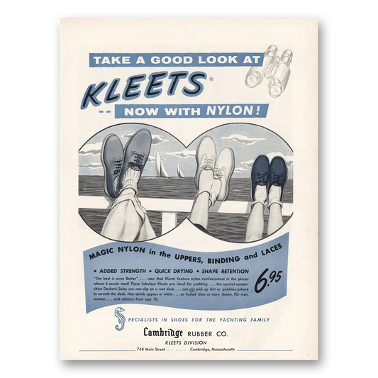 1955 Kleets Shoes Yachting Family Vintage Magazine Print Ad