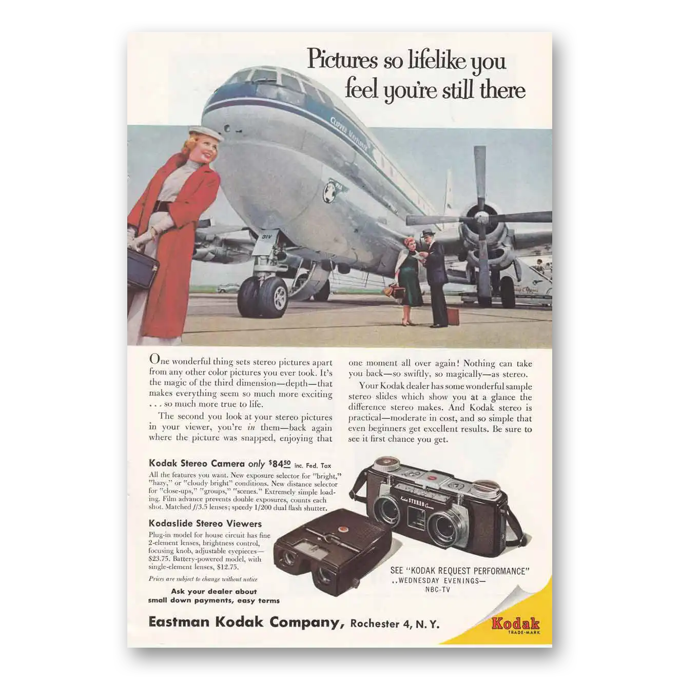 1955 Kodak Stereo Camera Pictures So Lifelike Clipper Mayflower Vintage Magazine Print Ad