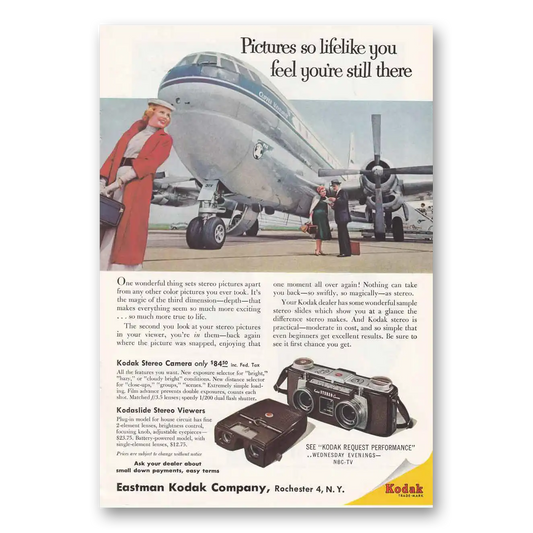 1955 Kodak Stereo Camera Pictures So Lifelike Clipper Mayflower Vintage Magazine Print Ad