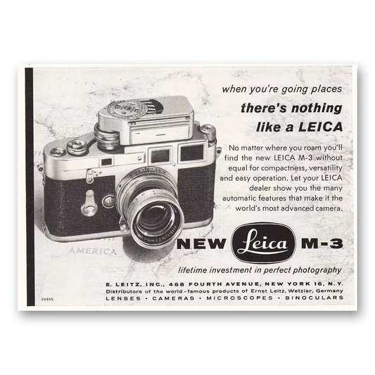 1955 Leica Cameras When You're Going Places Vintage Magazine Print Ad