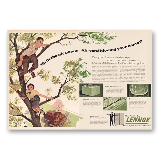 1955 Lennox Air Conditioning Up In the Air Vintage Magazine Print Ad