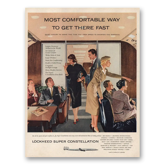 1955 Lockheed Super Constellation Comfortable Way To Get There Vintage Magazine Print Ad