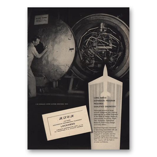 1955 Lockheed Long Range Expansion Program Vintage Magazine Print Ad