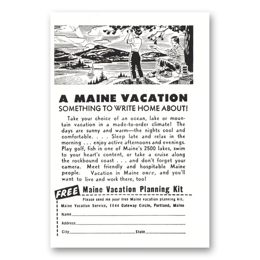 1955 Maine Maine Vacation Vintage Magazine Print Ad