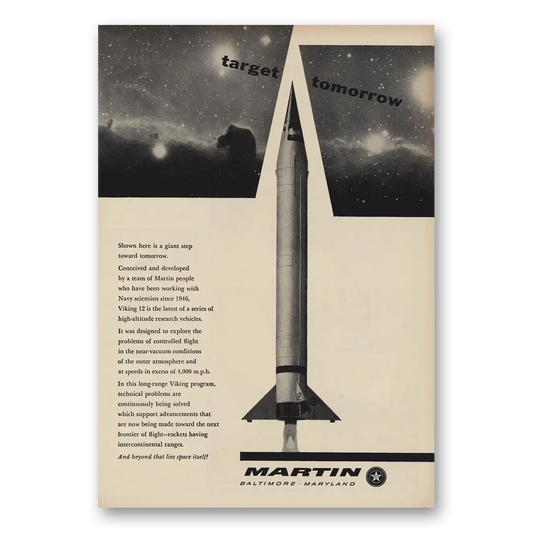 1955 Martin Aircraft Target Tomorrow Vintage Magazine Print Ad