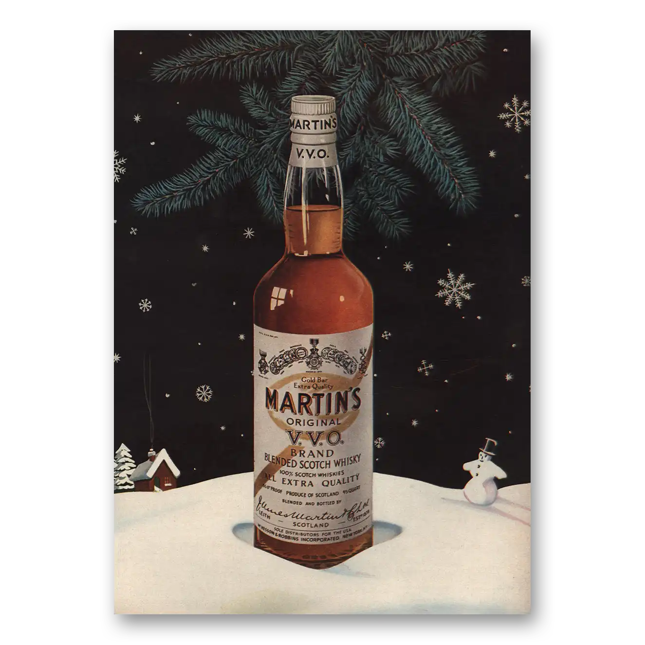 1955 Martins Whisky Christmas Vintage Magazine Print Ad