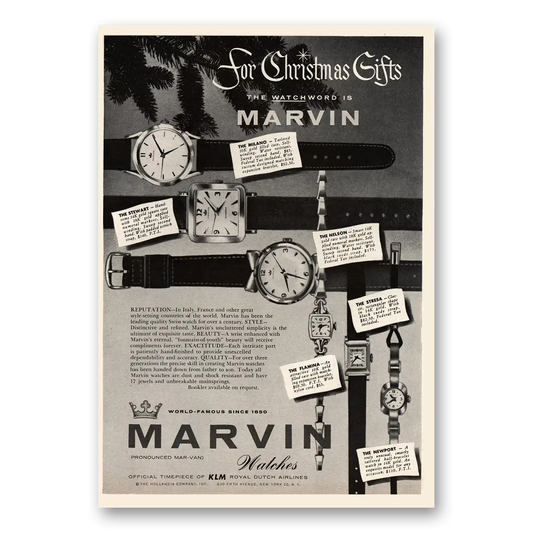 1955 Marvin Watches Christmas Gifts Watchword Vintage Magazine Print Ad