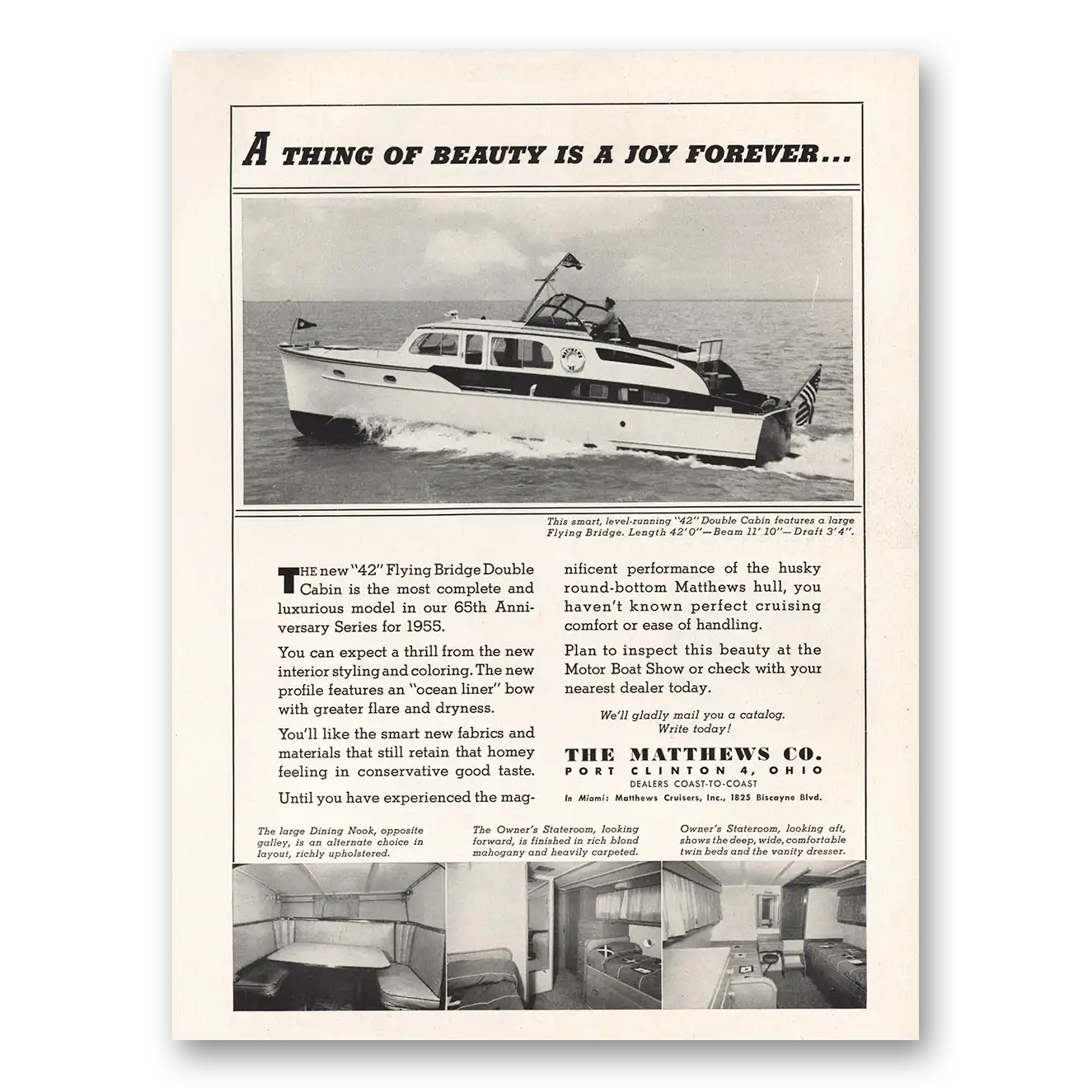 1955 Matthews Cruisers Thing of Beauty Joy Forever Vintage Magazine Print Ad