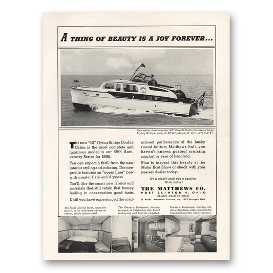 1955 Matthews Cruisers Thing of Beauty Joy Forever Vintage Magazine Print Ad