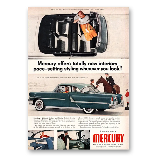 1955 Mercury Totally New Interiors Pace Setting Styling Vintage Magazine Print Ad