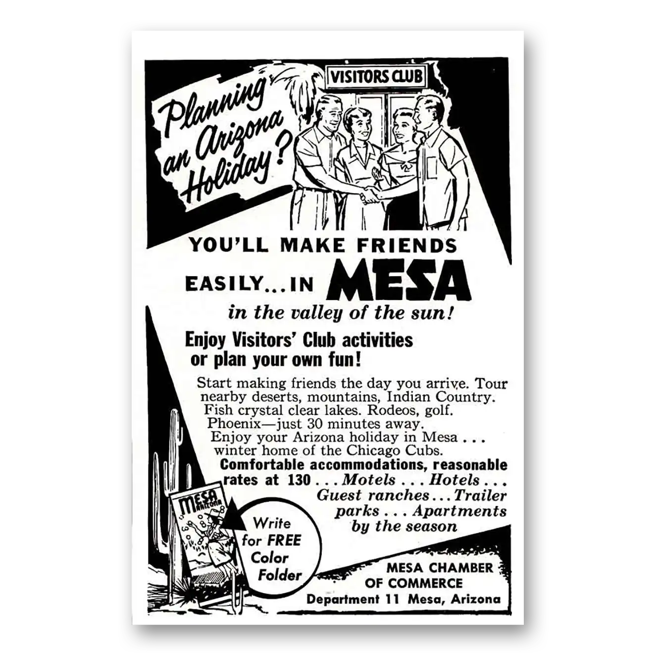 1955 Mesa Arizona Holiday Vintage Magazine Print Ad