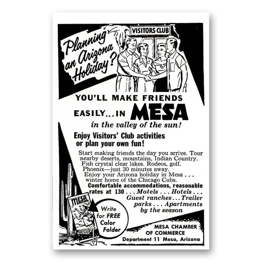 1955 Mesa Arizona Holiday Vintage Magazine Print Ad