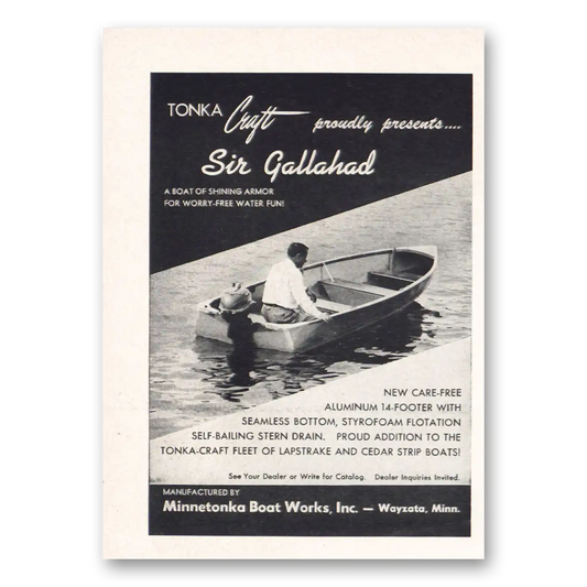 1955 Minnetonka Boat Works Sir Gallahad Vintage Magazine Print Ad