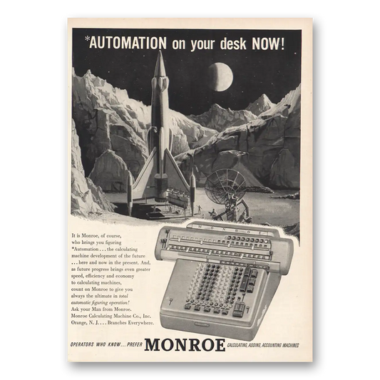 1955 Monroe Calculating Machines Automation On Desk Vintage Magazine Print Ad