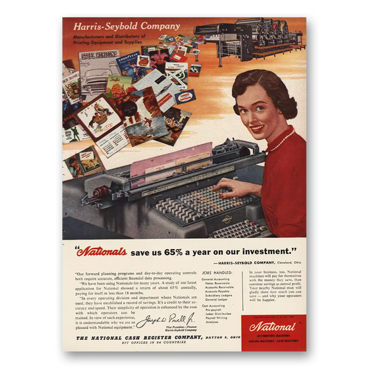 1955 National Cash Register Harris Seybold Vintage Magazine Print Ad