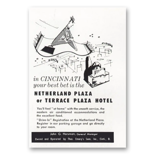 1955 Netherland Plaza Netherland Plaza or Terrace Plaza Hotel Cincinnati Best Bet Vintage Magazine Print Ad