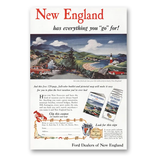 1955 Ford New England Has Everything You Go For Vintage Magazine Print Ad