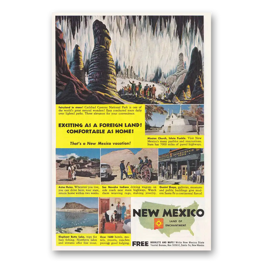 1955 New Mexico Carlsbad Cavern Vintage Magazine Print Ad