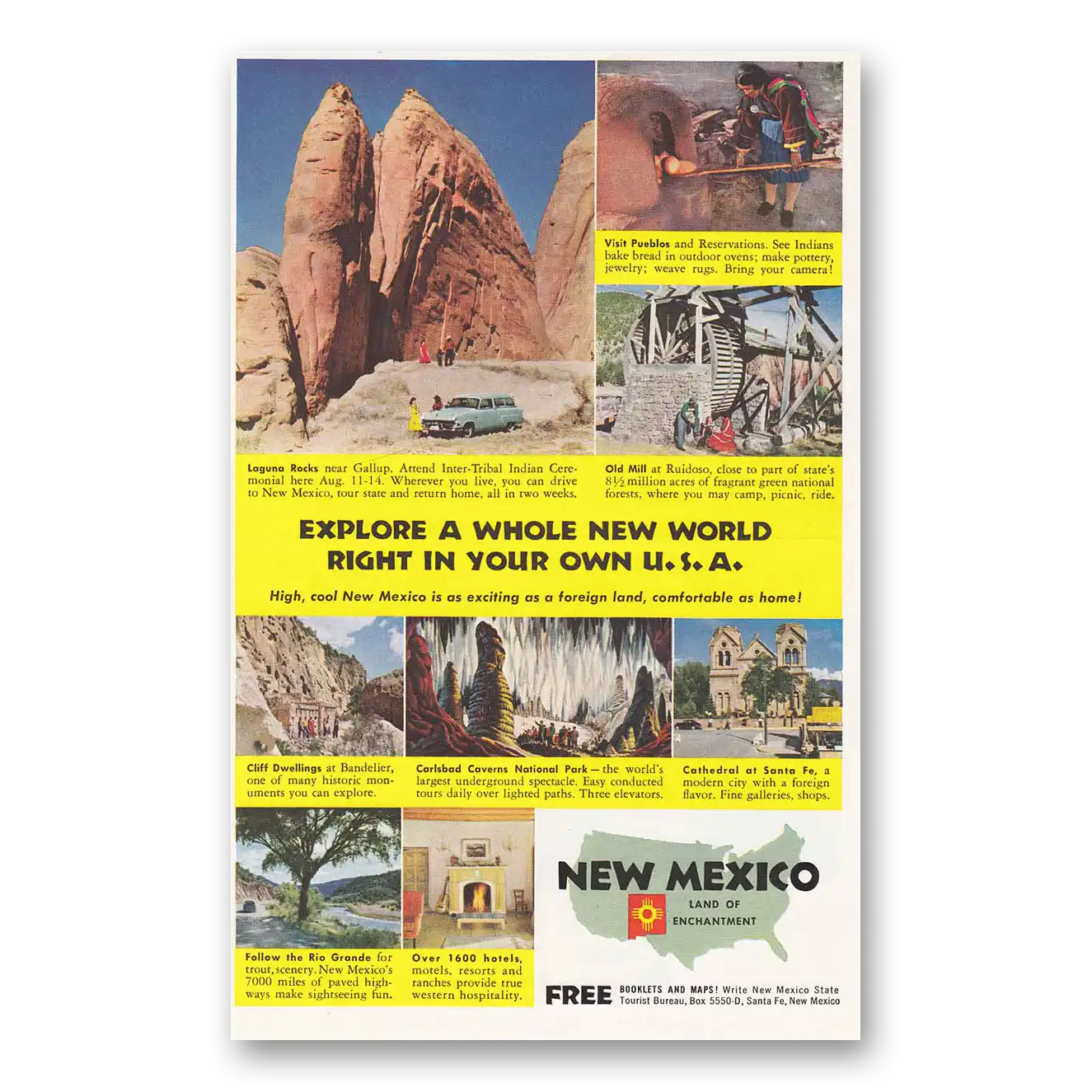 1955 New Mexico Laguna Rocks Vintage Magazine Print Ad